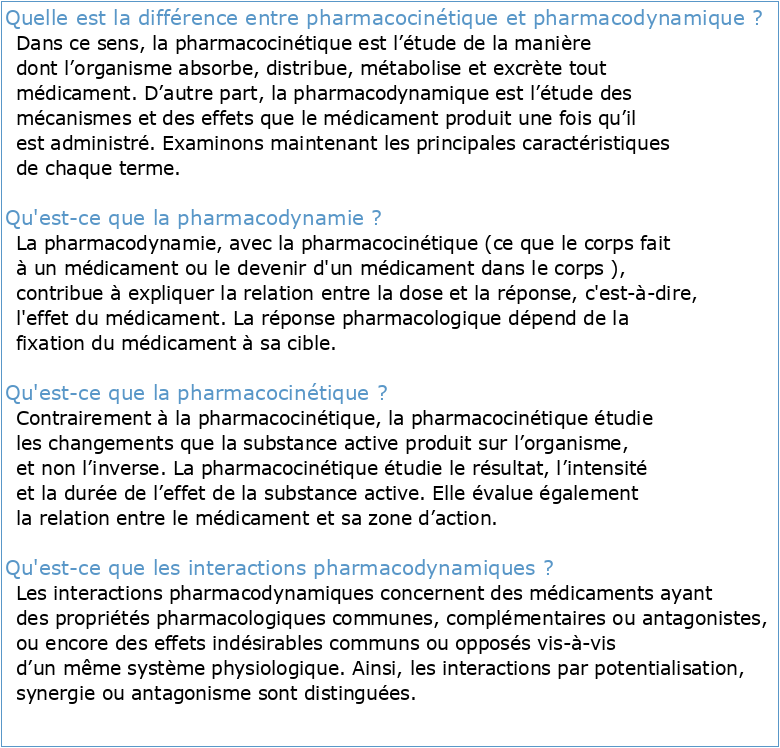Pharmacocinétique / pharmacodynamie