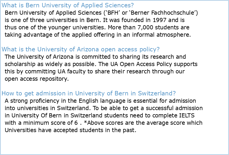 Bern University of Applied Sciences: Open Access Policy