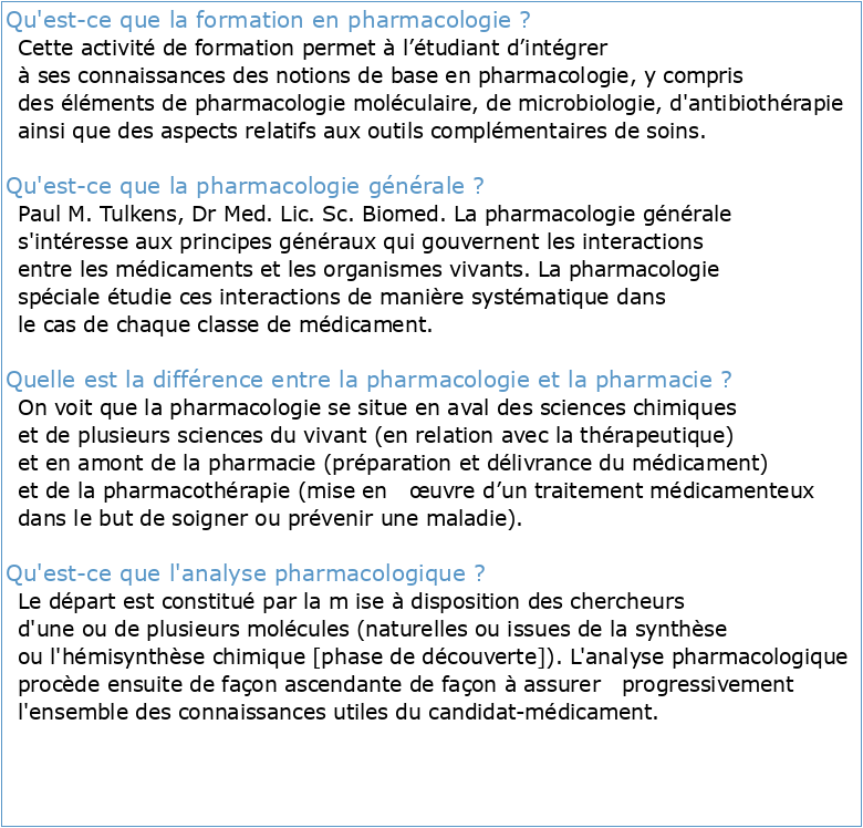Cours de science de base: Pharmacologie