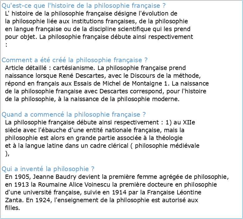 “ La philosophie française ”