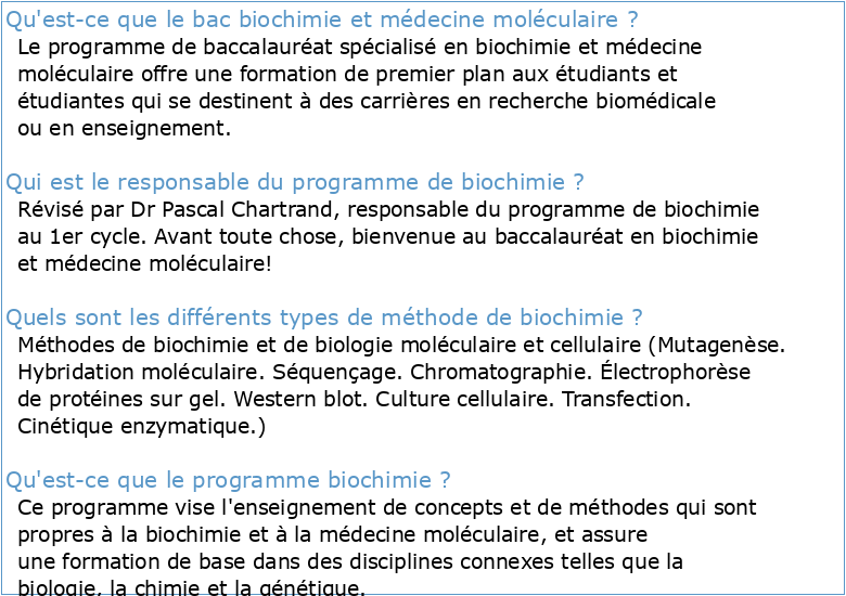 Biochimie et médecine moléculaire