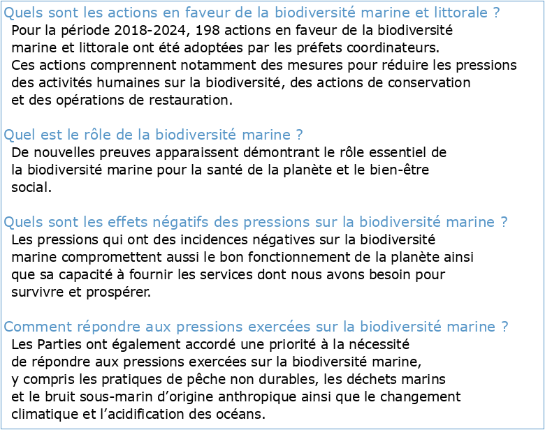 Etude Nationale sur la Biodiversité Marine