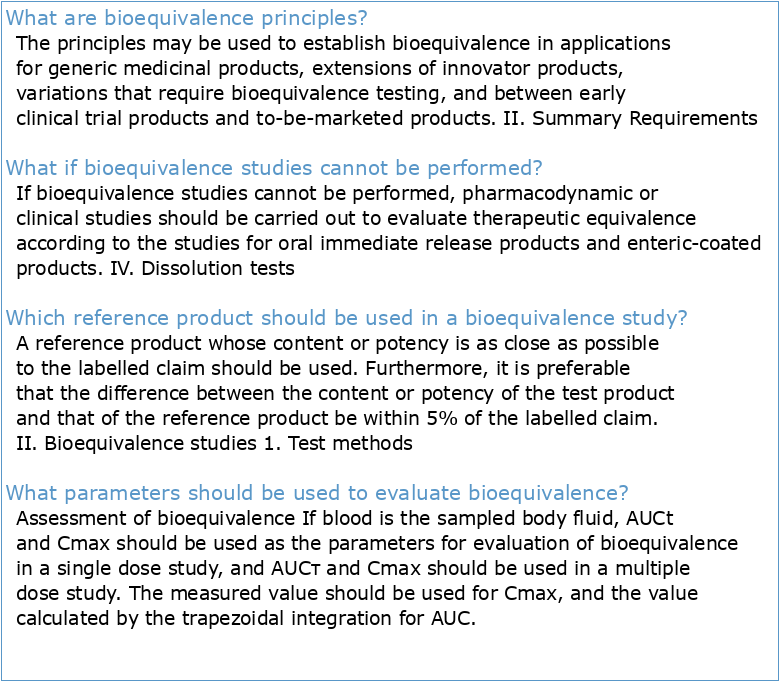 Guideline for Bioequivalence Studies of Generic Products