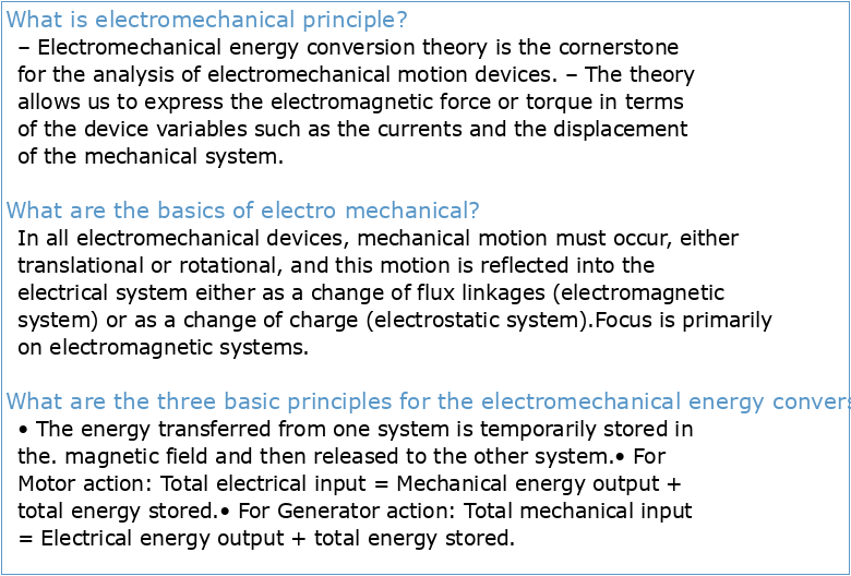 Basic Principles of Electromechanics