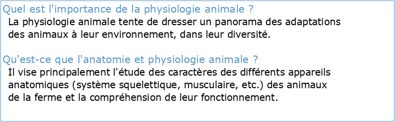 Physiologie Animale Notions Essentielles Et Moda
