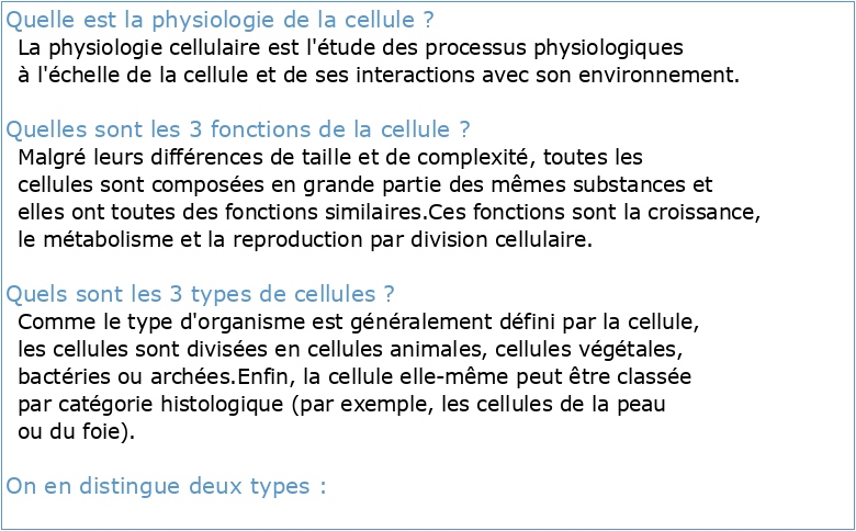 Physiologie cellulaire