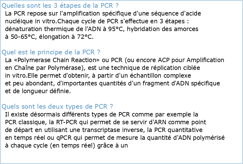 LA RÉACTION DE POLYMÉRISATION EN CHAÎNE (PCR