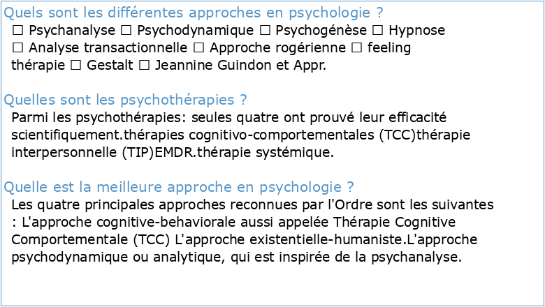« Psychothérapie trois approches évaluées »