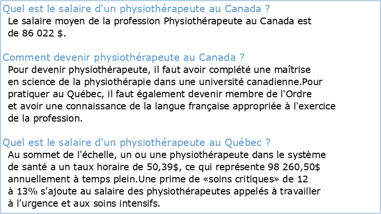 Les physiothérapeutes au Canada 2020 — notes méthodologiques