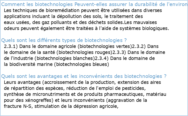 Les biotechnologies au secours de I'environnement