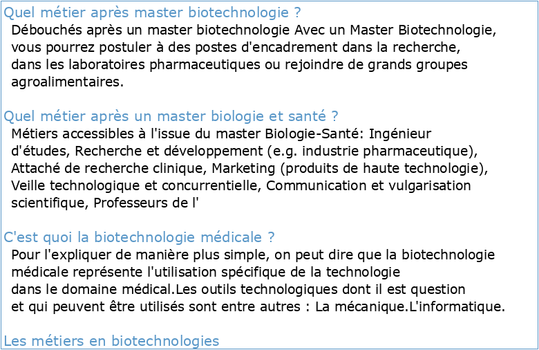 Master – Biotechnologie et Santé