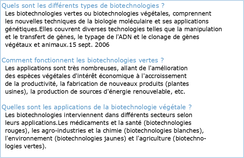 Les biotechnologies vertes