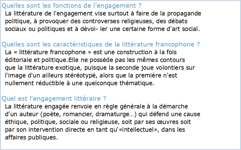 Traversées francophones : littérature engagée quête de l