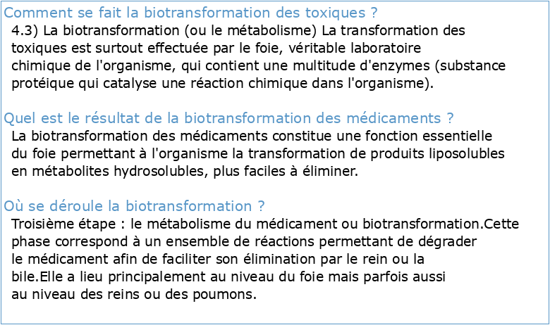 Biotransformation des toxiques