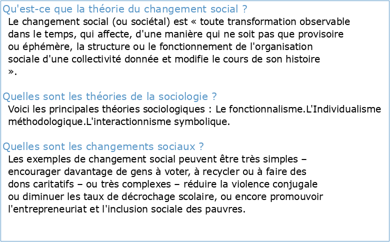 La sociologie et le changement social (réflexions théoriques)