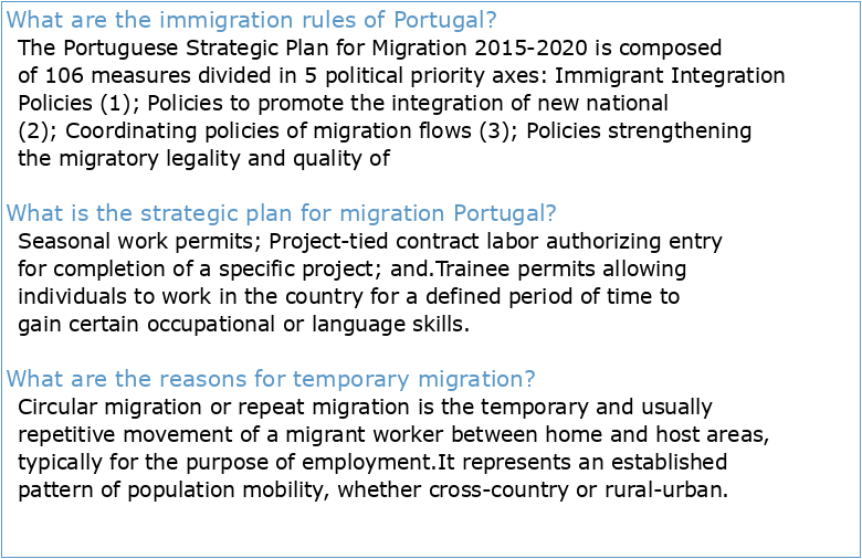Temporary and Circular Migration in Portugal: Facts Policies