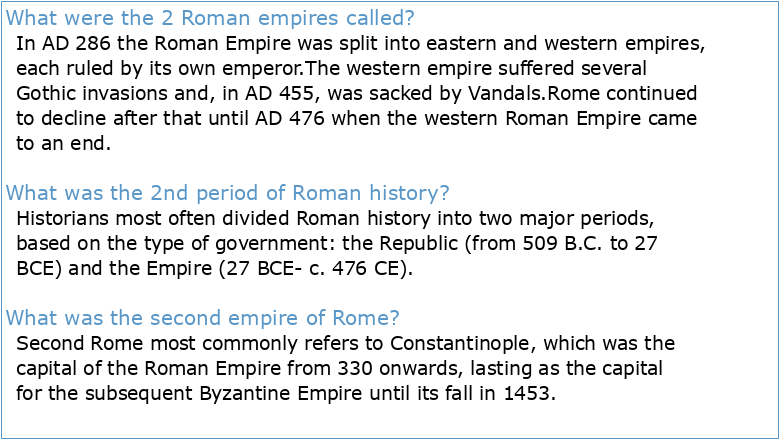 ROMAN HISTORY II: THE EMPIRE