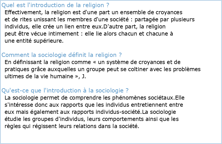 La sociologie des religions explicative