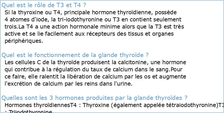 Chapitre III : La physiologie de la glande Thyroïde