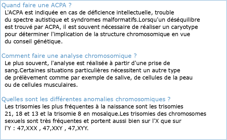 Analyse chromosomique sur puce à ADN (ACPA) en contexte