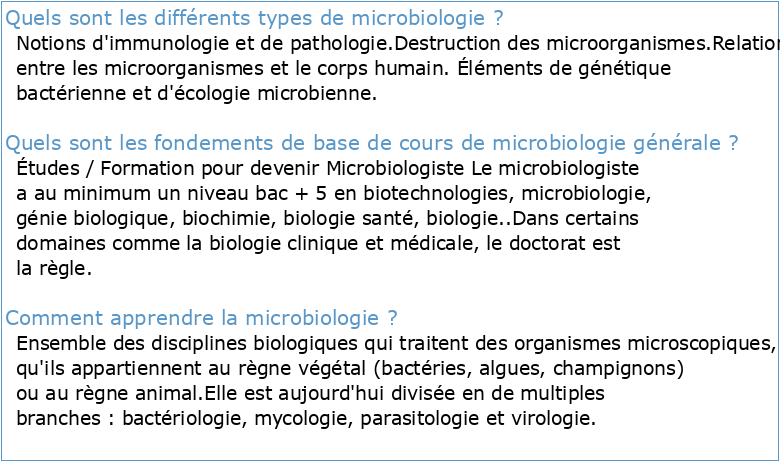 COURS DE MICROBIOLOGIE GENERALE