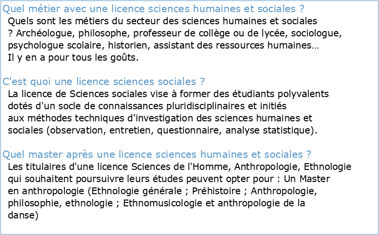 2ème année de Licence (L2) SCIENCES HUMAINES ET SOCIALES