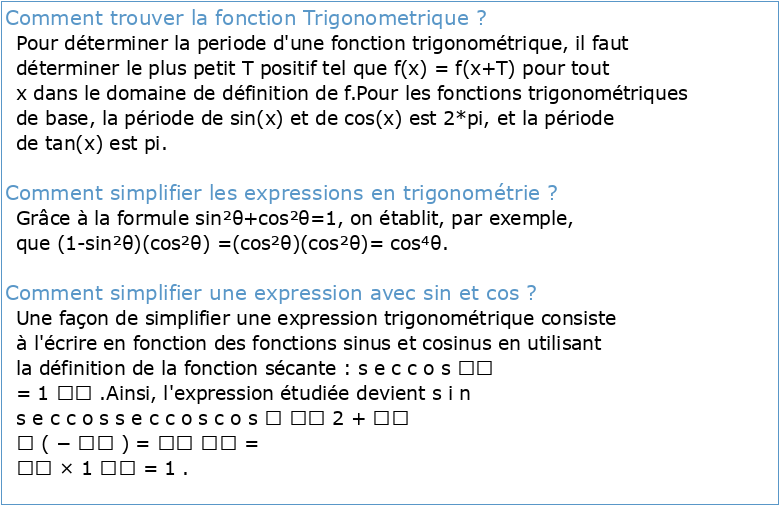 Fonctions trigonométriques et expressions trigono