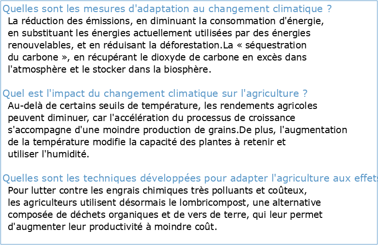 l'adaptation aux changements climatiques en agriculture