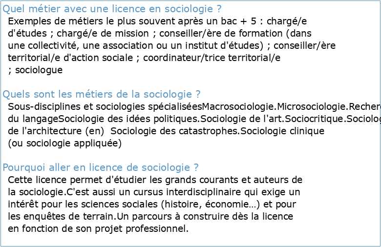 Licence mention Sociologie
