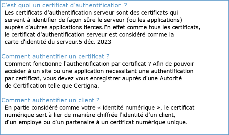 Certificat authentifié