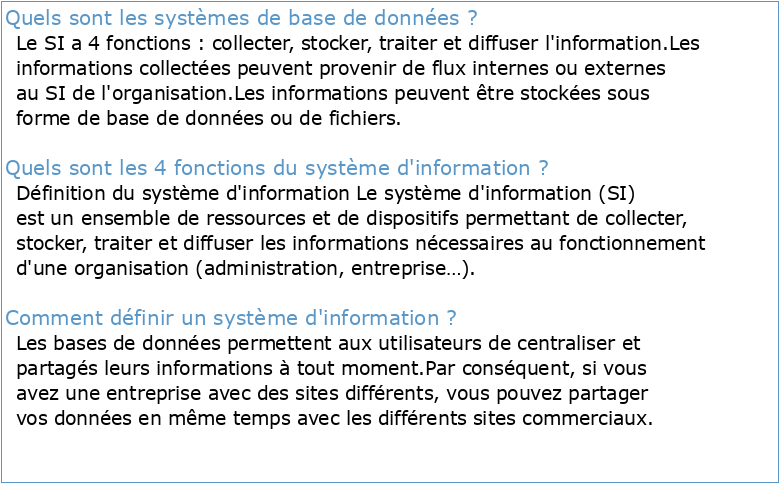 Introduction aux Systemes dInformation et aux Bases de Données