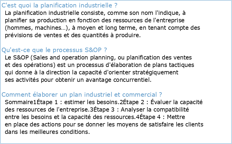La Planification industrielle et commerciale (S&OP) démystifiée