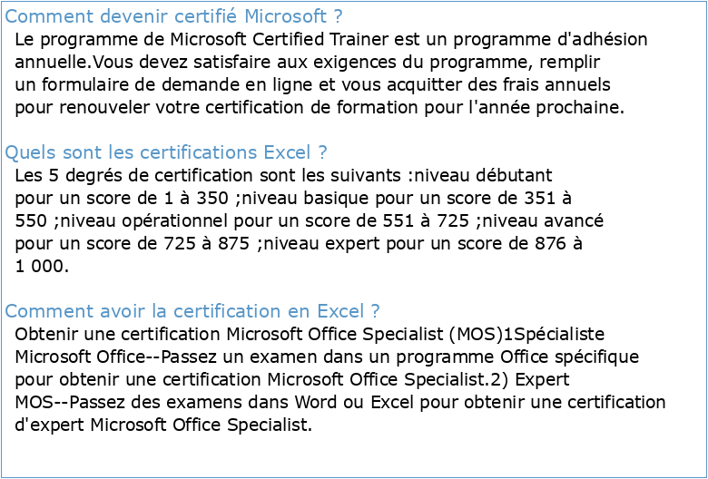 Offre Cursus Métier MOS (Microsoft Office Specialist)