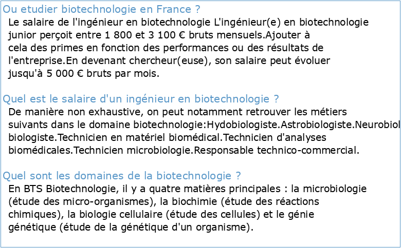 Enquête sur l'enseignement des biotechnologies en France