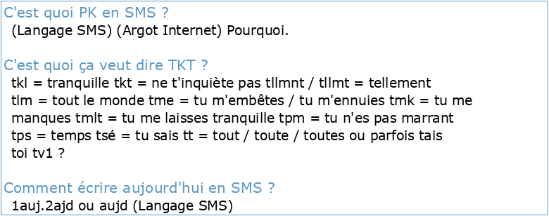 les phénomènes langagiers d'un corpus de 407 SMS en français