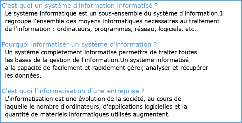 Informatisation du Système dInformation