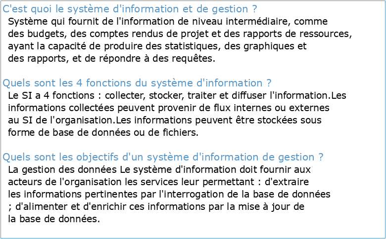 4 Gestion du systeme dinformation (GSI) Introduction