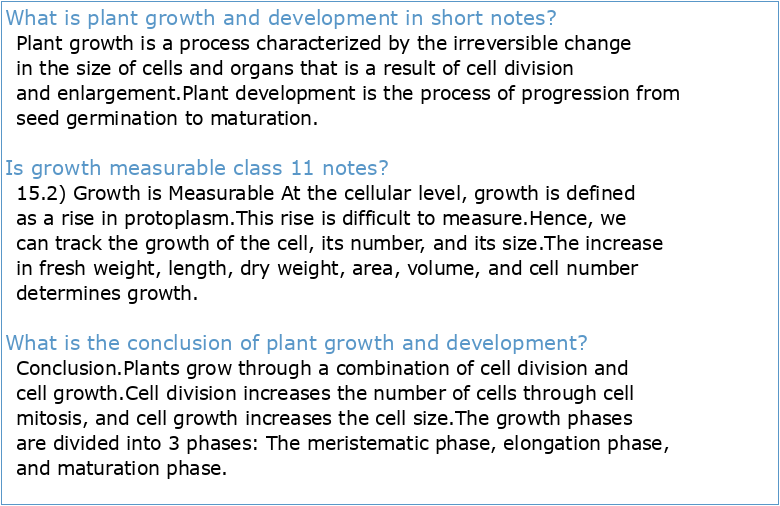 plant growth and development chapter 15