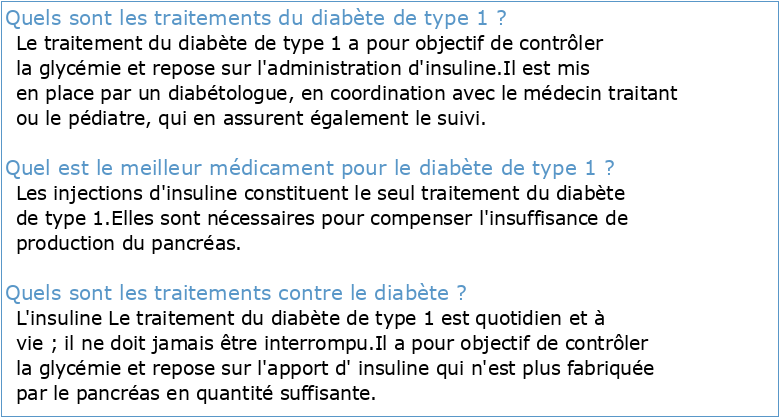 1 Traitements contre le diabète de type 1