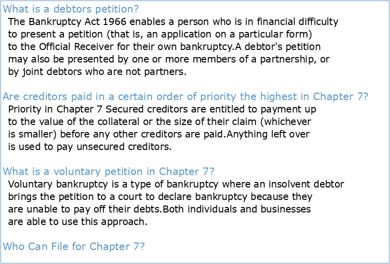 Chapter 7 Petition Package (Individual Debtors)