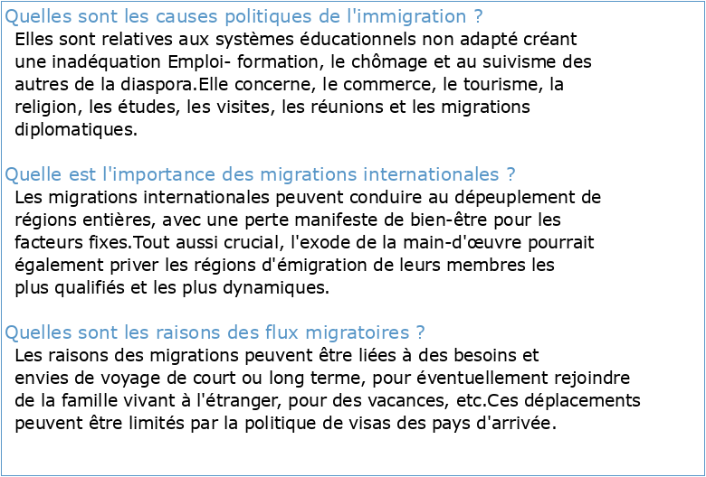 POURQUOI créer des cadres de politiques migratoires?