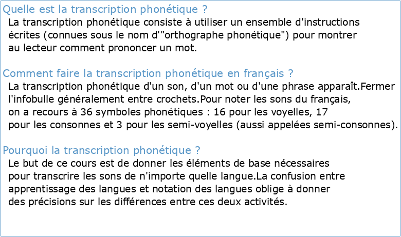 Introduction à la transcription phonétique du français