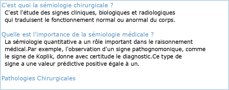 « Sémiologie chirurgicale »