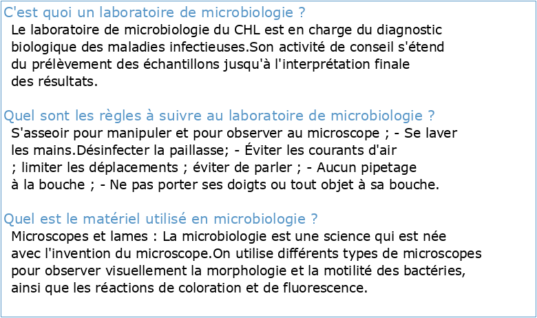 TP N° 1 PARTIE I : Présentation du laboratoire de Microbiologie
