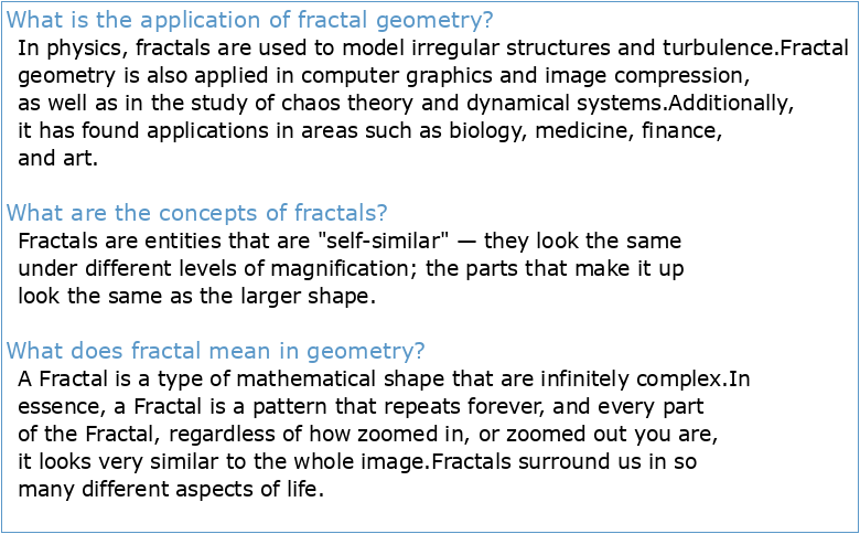 Introduction to fractal geometry: Definition concept and applications