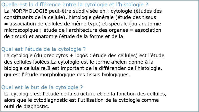 Cytologie et histologie générales