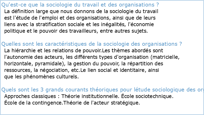 Éléments de Sociologie du Travail et de lOrganisation