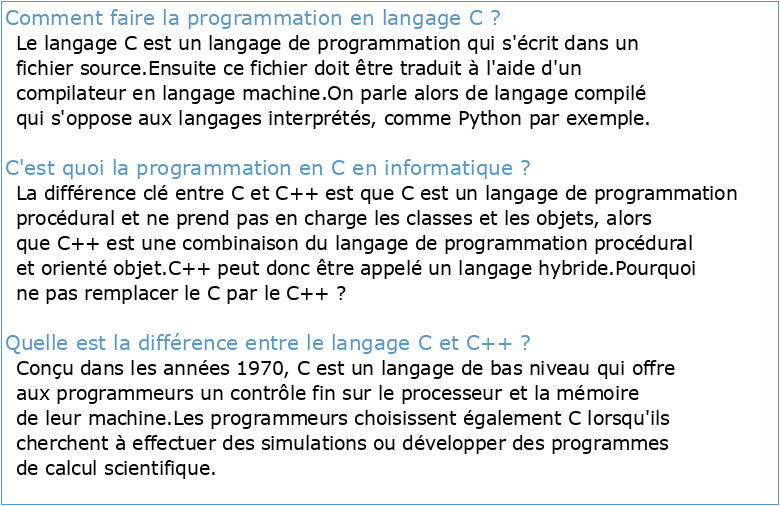 Programmation II Langage C