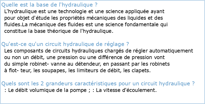 Circuit hydraulique de base Expérience 3-1