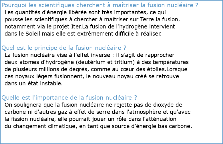 Annexes scientifiques et techniques du rapport : la fusion nucléaire